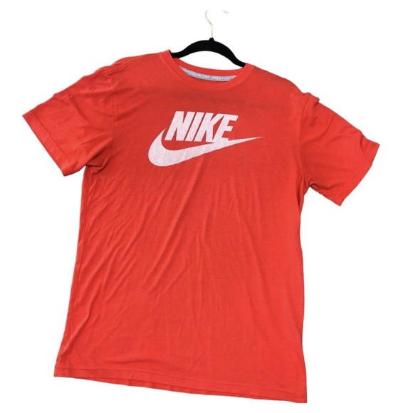 Nike Mens Basic T-Shirt Red Heathered Short Sleeve Small Swoosh Crew Neck M - Picture 2 of 9